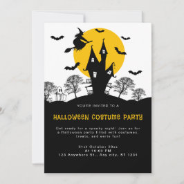 Invitación Bruja atormentada Naranja de la casa y fiesta de H