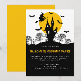 Invitación Bruja atormentada Naranja de la casa y fiesta de H