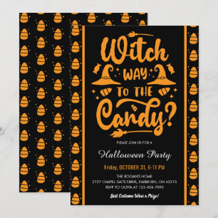 Invitación Bruja Camino A La Fiesta De Halloween De Caramelos
