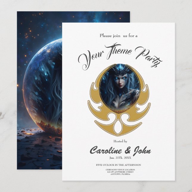 Invitación Bruja Cósmica – Nacida de la Esfera Estelar. (Anverso / Reverso)