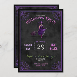 Invitación Bruja de Bonito de tablón en la sala Halloween