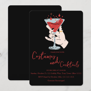 Invitación Bruja de cóctel encendido con mano de disfraces y