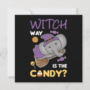 Invitación Bruja de elefante camino es el dulce feliz Hallowe