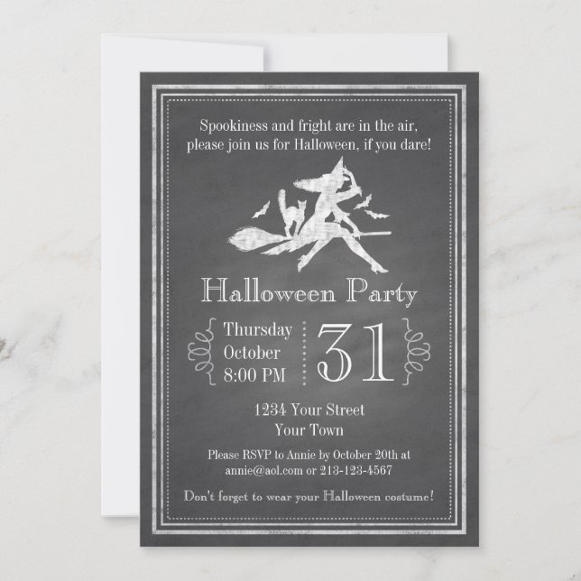 Invitación Bruja de Halloween (Anverso)