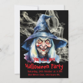 Invitación Bruja de Halloween aterradora