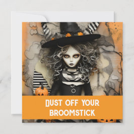 Invitación Bruja de Halloween con calabazas