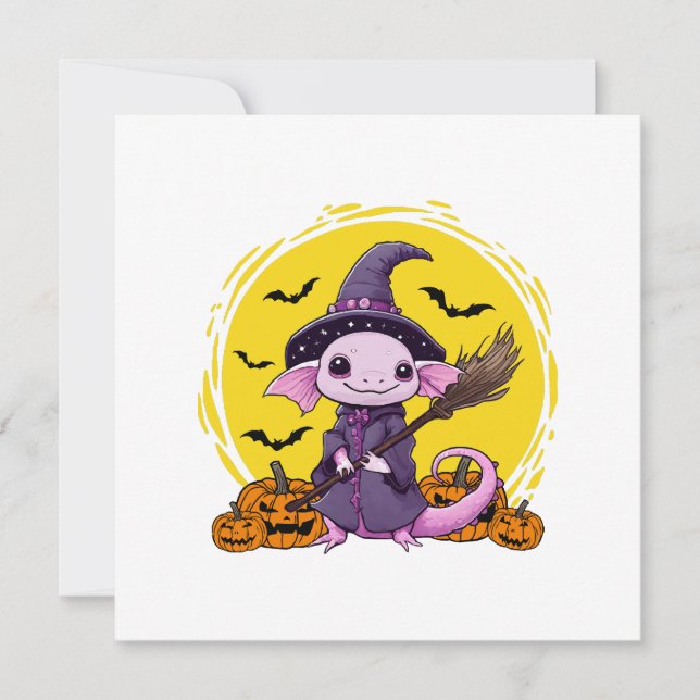 Invitación Bruja de Halloween de Ajolote Lindo (Anverso)