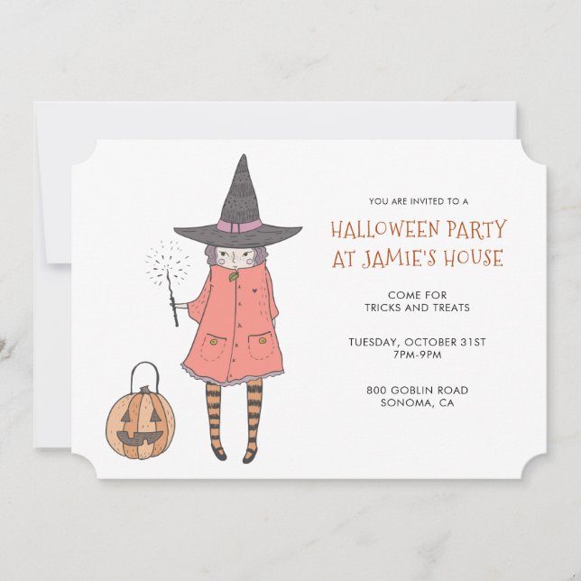 Invitación Bruja de la fiesta de Halloween (Anverso)