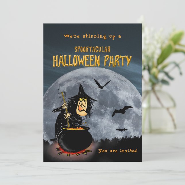 Invitación Bruja de la fiesta de Halloween lo excita (Anverso de pie)