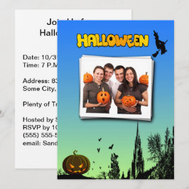 Invitación Bruja de la puesta de Halloween Calabaza Foto pers