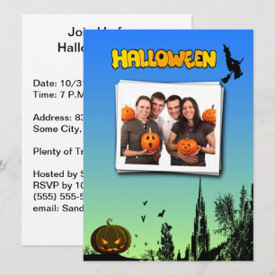 Invitación Bruja de la puesta de Halloween Calabaza Foto pers