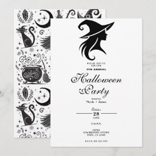 Invitación Bruja de sombrero negro brujas wiccanas fiesta de 