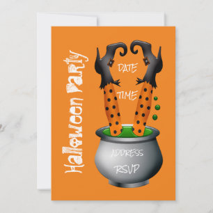 Invitación Bruja divertida en la fiesta de Halloween de calde