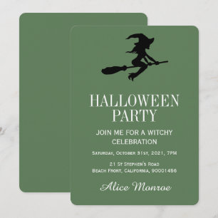 Invitación Bruja En Broomstick, Fiesta Halloween