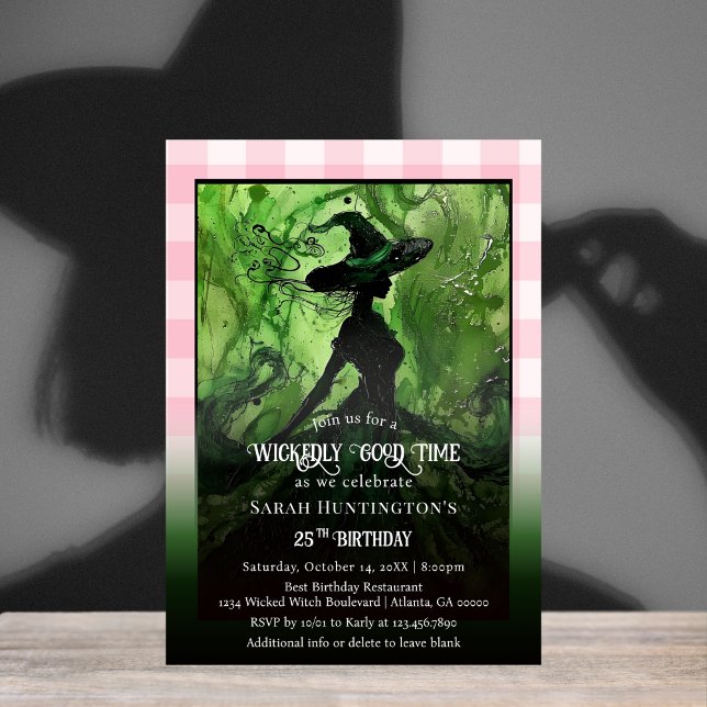 Invitación Bruja Endiabladamente Buena Cumpleaños de Cuadros  (Subido por el creador)