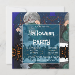 Invitación Bruja espeluznante y casa embrujada Halloween🌙