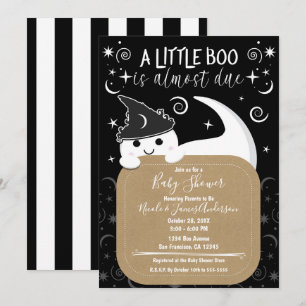 Invitación Bruja Fantasma Espiando Halloween Boo Baby Shower
