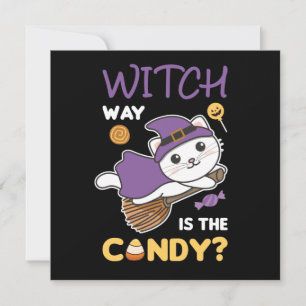 Invitación Bruja Gato Camino De La Bruja Es El Caramelo Feliz