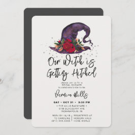 Invitación Bruja golpeada Gray Halloween Bridal Shower