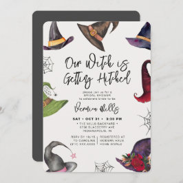 Invitación Bruja golpeada Gray Halloween Bridal Shower