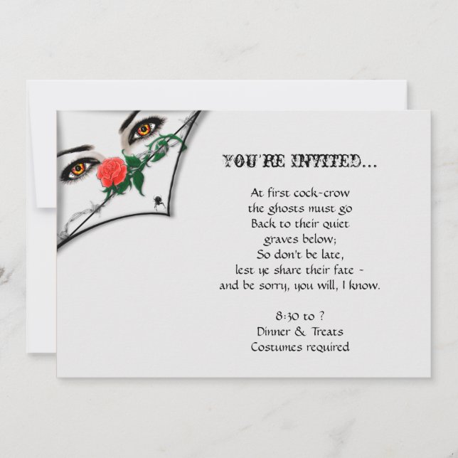 Invitación Bruja gótica buscando por la fiesta de Halloween (Anverso)