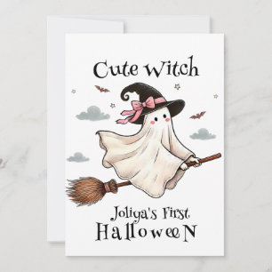 Invitación Bruja linda simple y elegante primer Halloween
