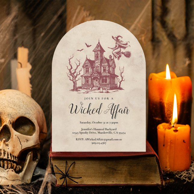 Invitación Bruja malvada y embrujada de la fiesta de Hallowee (Subido por el creador)