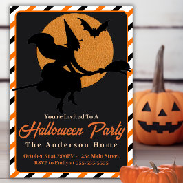 Invitación Bruja Retro Vintage En Halloween, Personalizado De