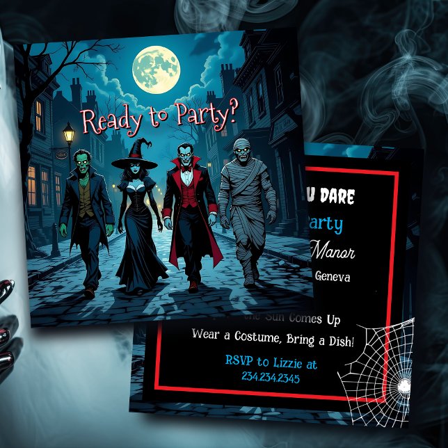Invitación Bruja, vampiro, dracula y fiesta de Halloween de m (Subido por el creador)