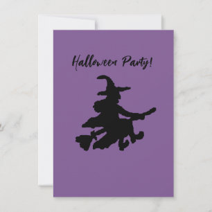 Invitación Bruja voladora en morado