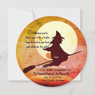 Invitación bruja voladora Halloween no 3