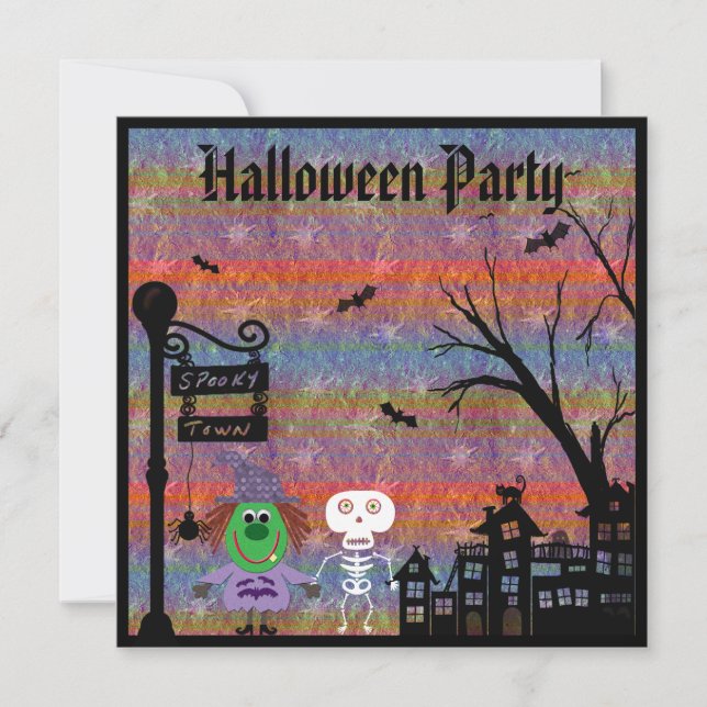 Invitación Bruja y fiesta fantasmagórico esquelético de (Anverso)