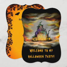 Bruja y gato negro, ¡Feliz Halloween!