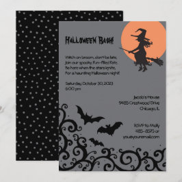 Invitación Bruja y luna Halloween Fiestas de disfraces para a