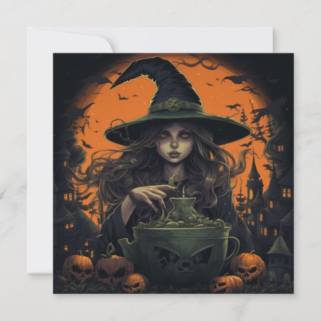 Invitación 🔮 🍹 "Bruja y tripulación de bruja" 🍹 🔮 (Anverso)