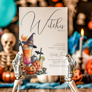 Invitación ¡Brujas, bebed! Fiesta de Halloween