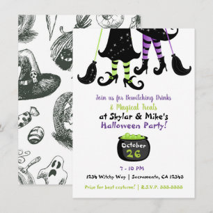 Invitación Brujas Caprichosas Fiesta de Brujas Modernas de Ha