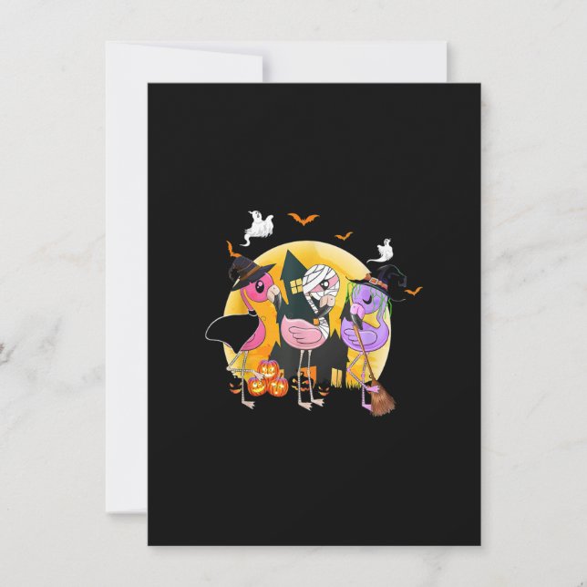 Invitación Brujas Con Golpes Halloween 2020 Flamingo Rosa (Anverso)