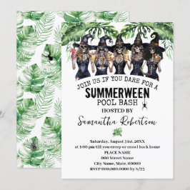 Invitación Brujas de la fiesta Summerween en la piscina