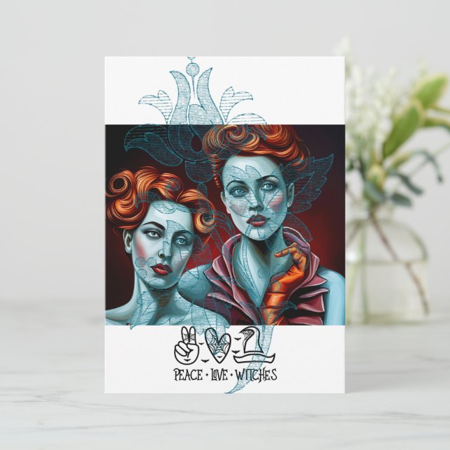 Invitación Brujas de Paz y Amor (Anverso de pie)