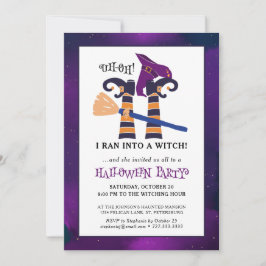 Invitación Brujas Divertidas con Piernas al Revés para Fiesta
