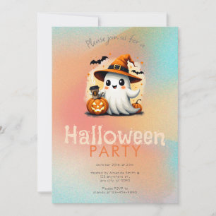 Invitación Brujas Gorro Fantasma Lindo Café Fiesta Halloween