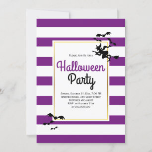 Invitación Brujas y murciélagos rayan fiesta de Halloween púr