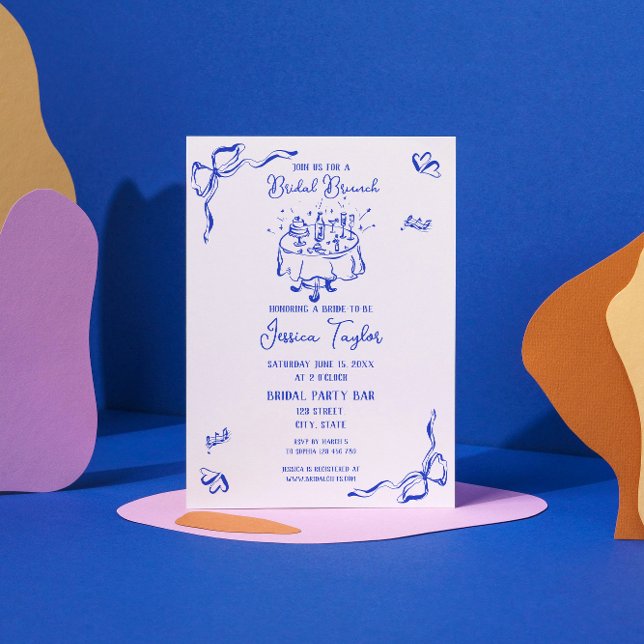 Invitación Brújula azul de brunch de la novia de cobalto de m (Subido por el creador)