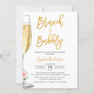 Invitación Brújula de oro de champagne y ducha de novias