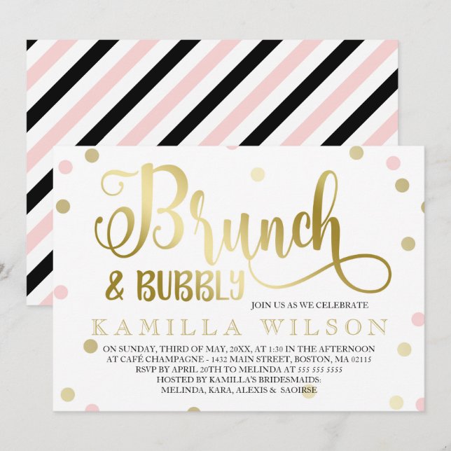 Invitación Brújula de oro y pastelitos rosados (Anverso / Reverso)