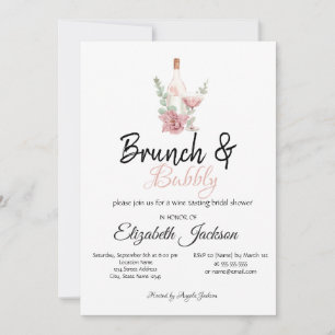 Invitación Brújula de vino floral y ducha de novia con burbuj
