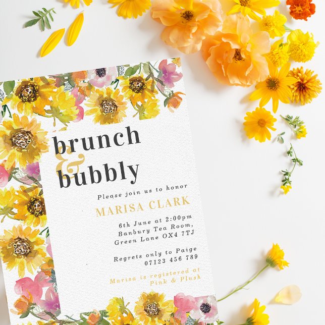 Invitación Brújula floral amarilla y rosa y ducha de novia bu (Subido por el creador)
