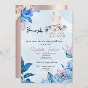 Invitación Brújula floral y ducha azul bucosa