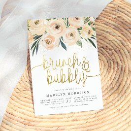 Invitación Brújula floral y ducha de novias con burbujas